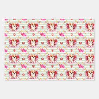 Corgi Puppy Valentines Day Wrapping Paper