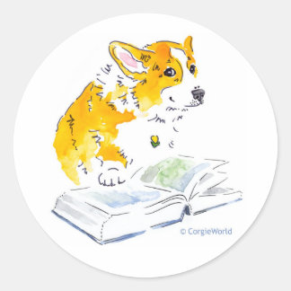Corgi Read A Good Book Sticker