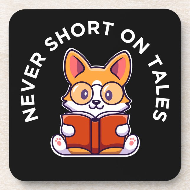 Corgi Reading a Book Funny Pun Coaster (Front)