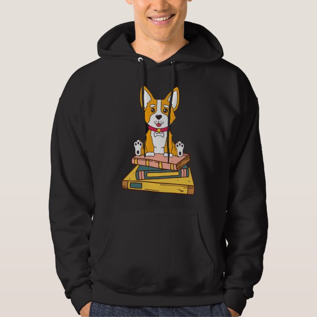 Corgi Reading Hoodie (Front)