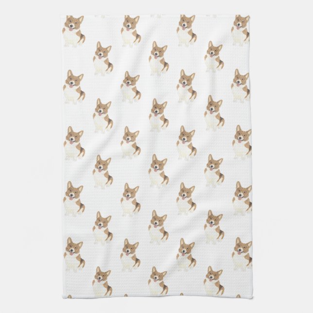 Corgi (Red) Kitchen Towel (Vertical)