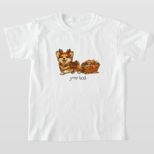 Corgi Reindeer Sleigh Retro Cozy Christmas Gift T-Shirt
