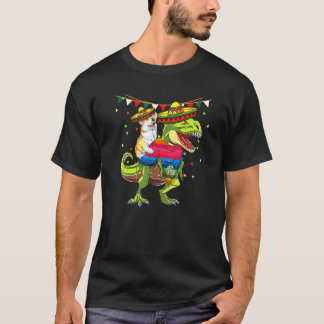 Corgi Riding Dinosaur T Rex Sombrero Mexico Fiesta T-Shirt