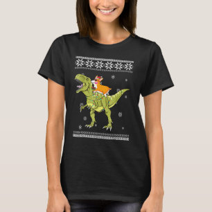 Corgi Riding T Rex Dinosaur Christmas Light Xmas T-Shirt