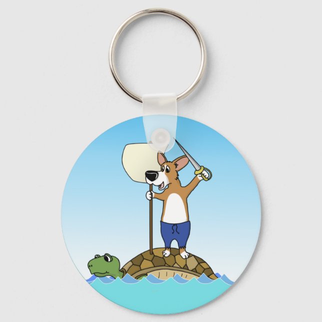 Corgi Sailing Keychain (Front)