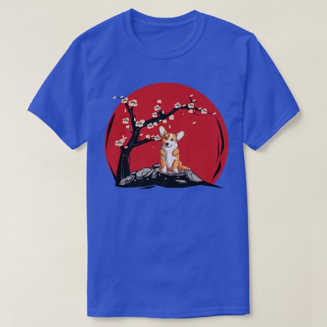 Corgi Sakura Japane Art  T-Shirt (Design Front)