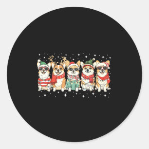 Corgi Santa Christmas Lights Xmas Pj Dog Lover Mer Classic Round Sticker