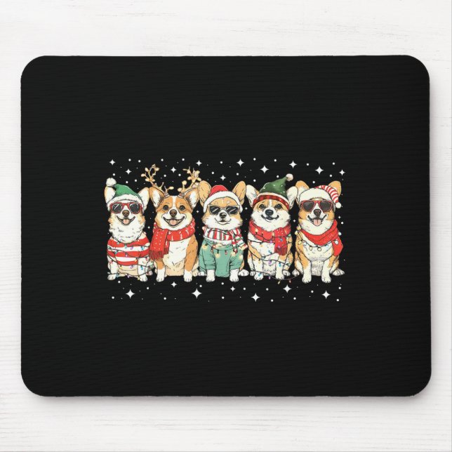 Corgi Santa Christmas Lights Xmas Pj Dog Lover Mer Mouse Pad (Front)