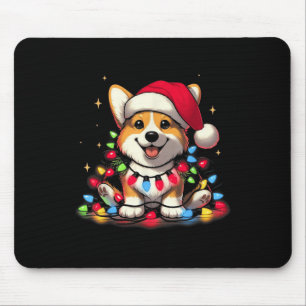 Corgi Santa Christmas Tree Lights Boys Men Corgmas Mouse Pad