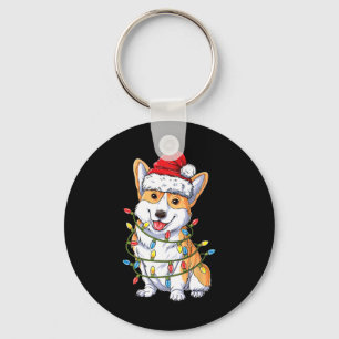 Corgi Santa Christmas Tree Lights Xmas Boys Men Co Keychain