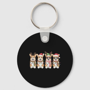 Corgi Santa Christmas Tree Lights Xmas Boys Men Co Keychain