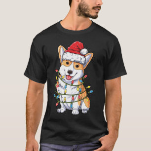 Corgi Santa Christmas Tree Lights Xmas Corgmas Dog T-Shirt