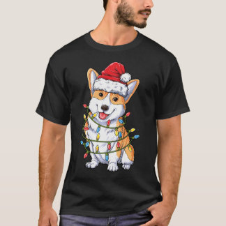 Corgi Santa Christmas Tree Lights Xmas Gifts Boys T-Shirt