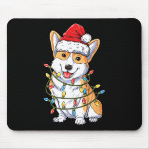 Corgi Santa Christmas Tree Lights Xmas Mouse Pad