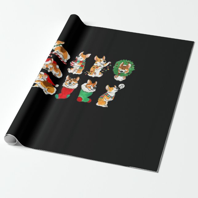 Corgi Santa Christmas Xmas Funny Christmas Wrapping Paper (Unrolled)