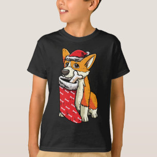 Corgi Santa Hat Christmas Pajama Cute Dog Puppy X- T-Shirt