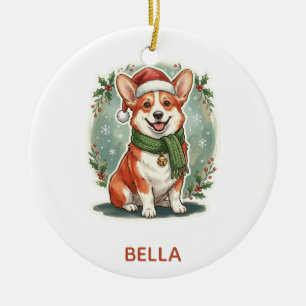 Corgi Santa Hat Personalized Christmas Ornament