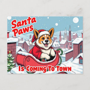 Corgi Santa Paws Holiday Postcard