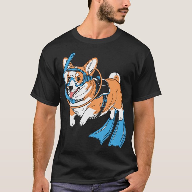 Corgi Scuba Diver Under Water Diving Scuba Divers T-Shirt (Front)