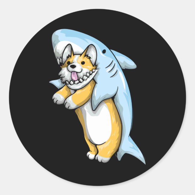 Corgi Shark Funny Corgi Costume 988  Classic Round Sticker (Front)