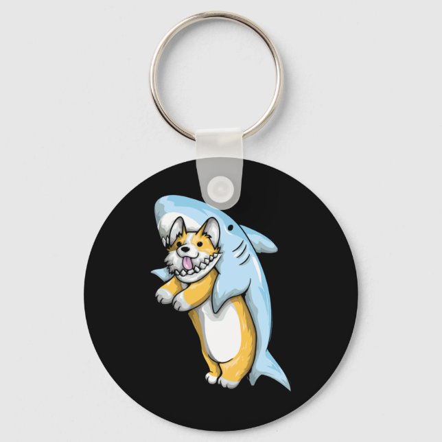 Corgi Shark Funny Corgi Costume 988  Keychain (Front)