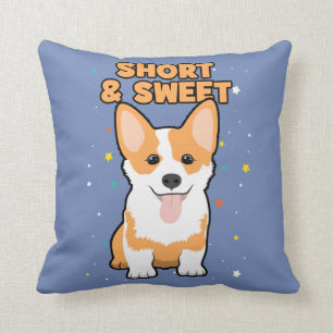 Corgi - Short and Sweet, Cute Dog Cartoon, Novelty Throw Pillow