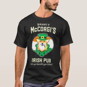 Corgi Shorty Mccorgi Irish Pub Paddys Day T-Shirt