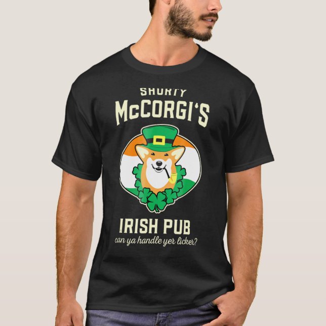 Corgi Shorty Mccorgi Irish Pub Paddys Day T-Shirt (Front)