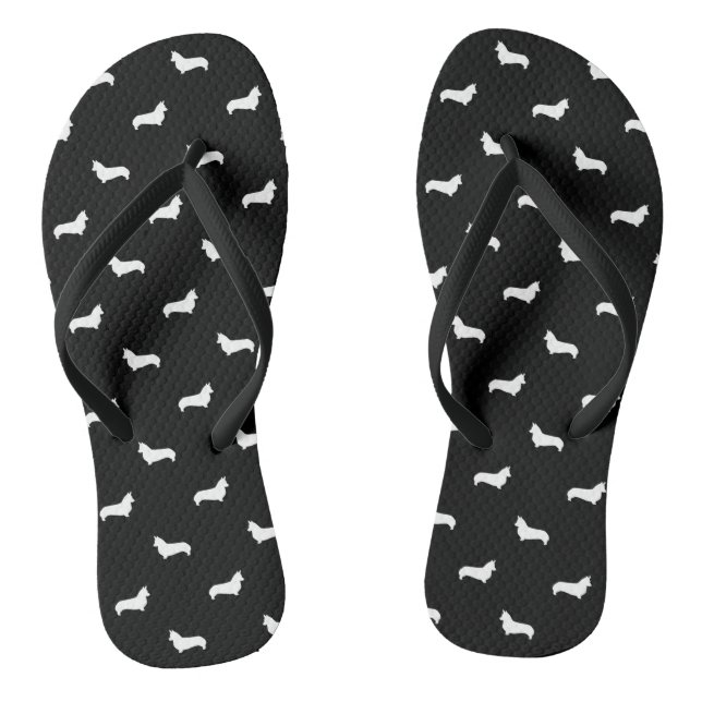 Corgi Silhouette Flip Flops - Cute dog design (Footbed)