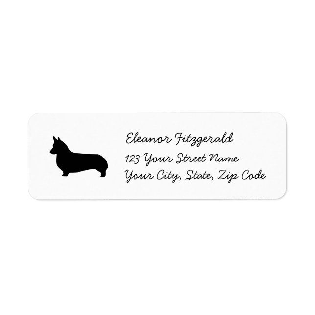 Corgi Silhouette Retourner l'adresse Étiquettes -  (Devant)