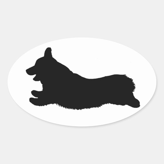 Corgi Silhouette Running Oval Sticker Zazzle Ca