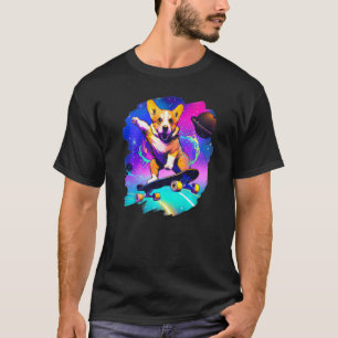 Corgi Skateboarding In Outer Space Retro Vintage S T-Shirt
