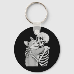 Corgi Skeleton Hug Halloween Dog Lover Keychain