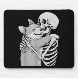 Corgi Skeleton Hug Halloween Dog Lover Mouse Pad