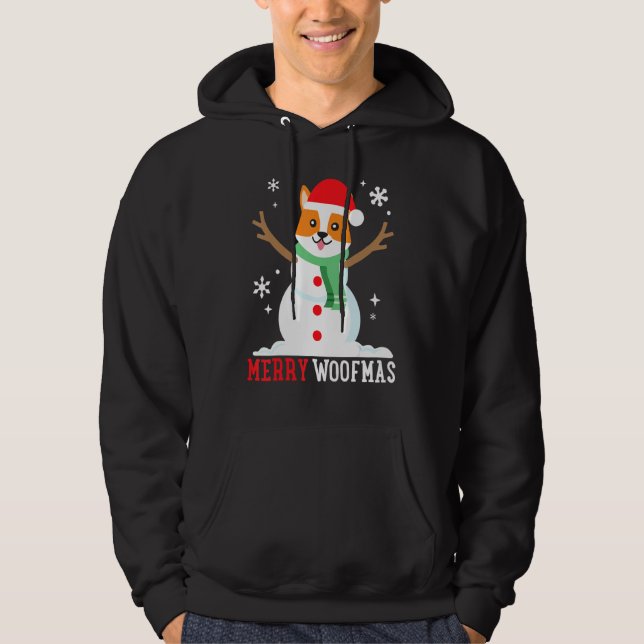 Corgi Snowman Funny Cute Dog Mom Dad Christmas Hoodie (Front)