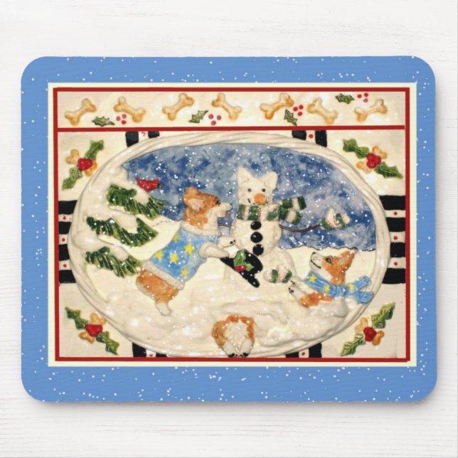 Corgi Snowman Mousepad (Front)