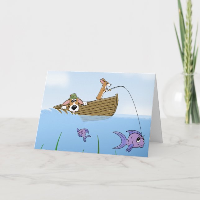 Corgi & Son Fishing Card (Front)
