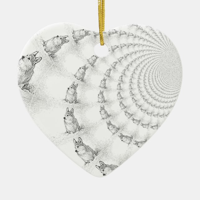 Corgi Spiral heart ornament (Front)