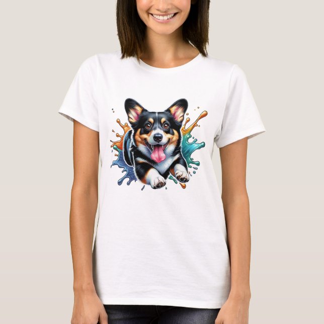 Corgi Splash of Colour T-Shirt (Front)
