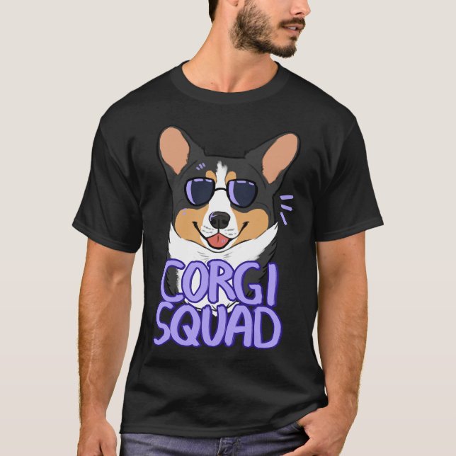 Corgi Squad Black Tricolor T-Shirt (Front)