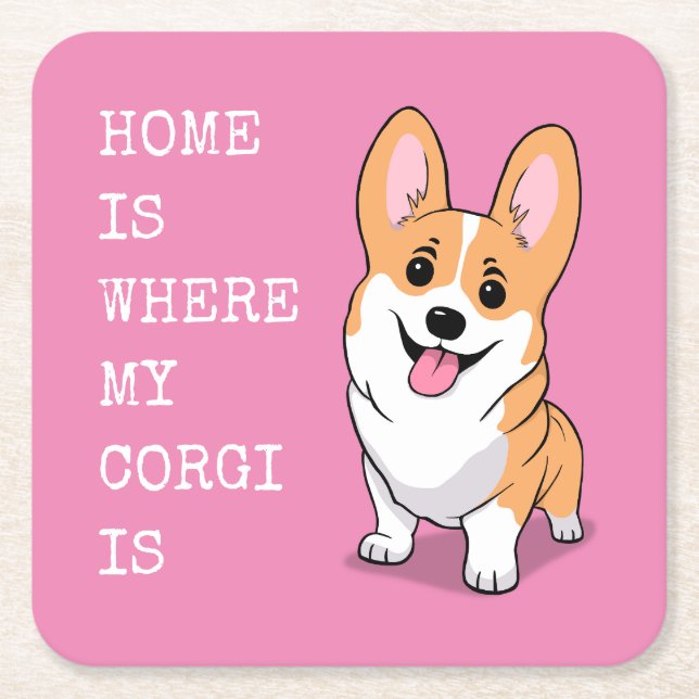 Corgi Square Paper Coaster (Front)