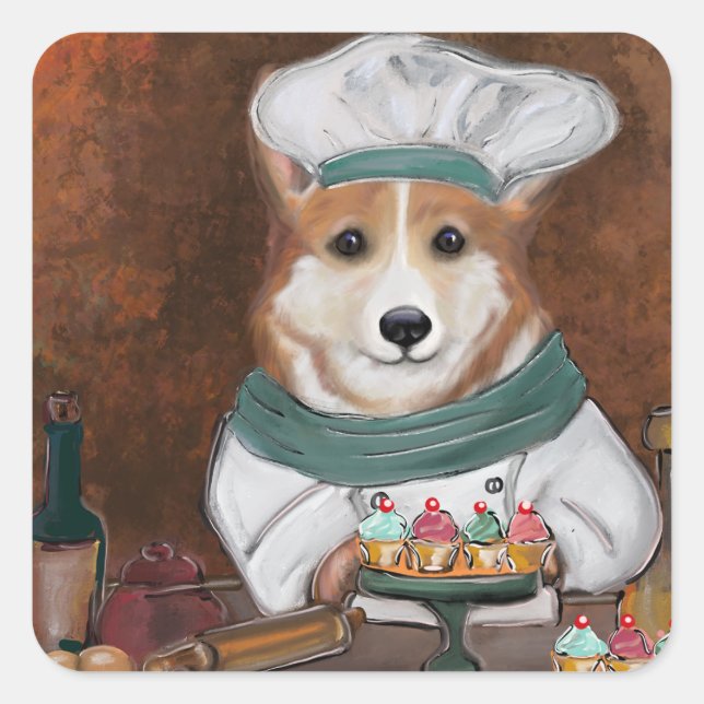 Corgi Square Sticker (Front)