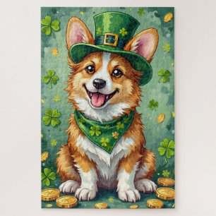 Corgi St Patrick’s Day Cute Lucky Dog Jigsaw Puzzle