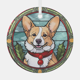 Corgi Stained Glass Christmas Ornament
