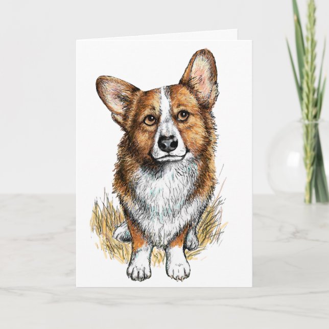 Corgi Standard, 5" x 7" Folded Greeting Card (Front)