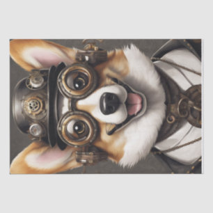 Corgi Steampunk Dreams: A Mechanical Decoupage Tissue Paper