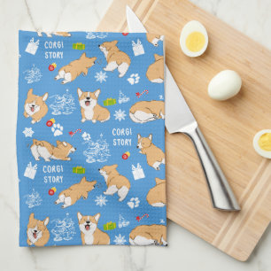 Corgi Story Christmas Kitchen Towel