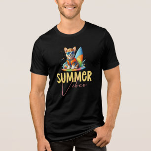 Corgi Summer Vibes Tri-Blend Shirt