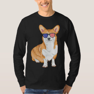 Corgi Sunglasses American Flag Dog T-Shirt