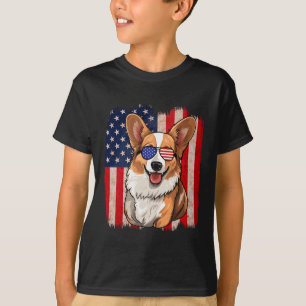 Corgi Sungles American Flag Usa Patriotic 4th Of J T-Shirt